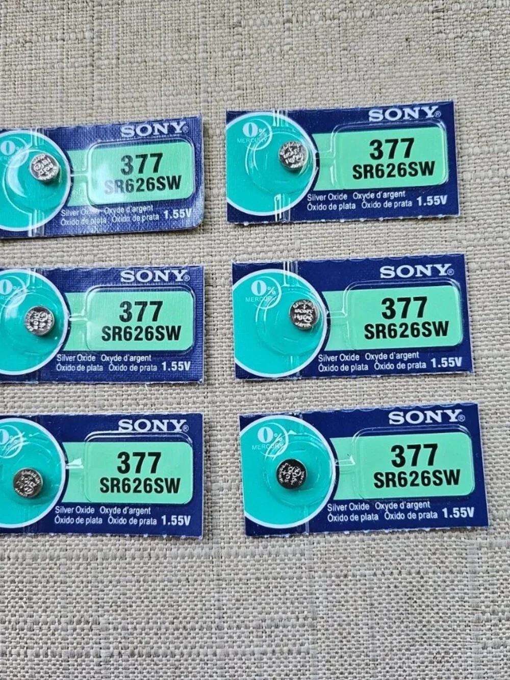 Sony Battery 317 SR626SW Silver Oxide 1.55V Lot of 6 Replacement Made in Japan